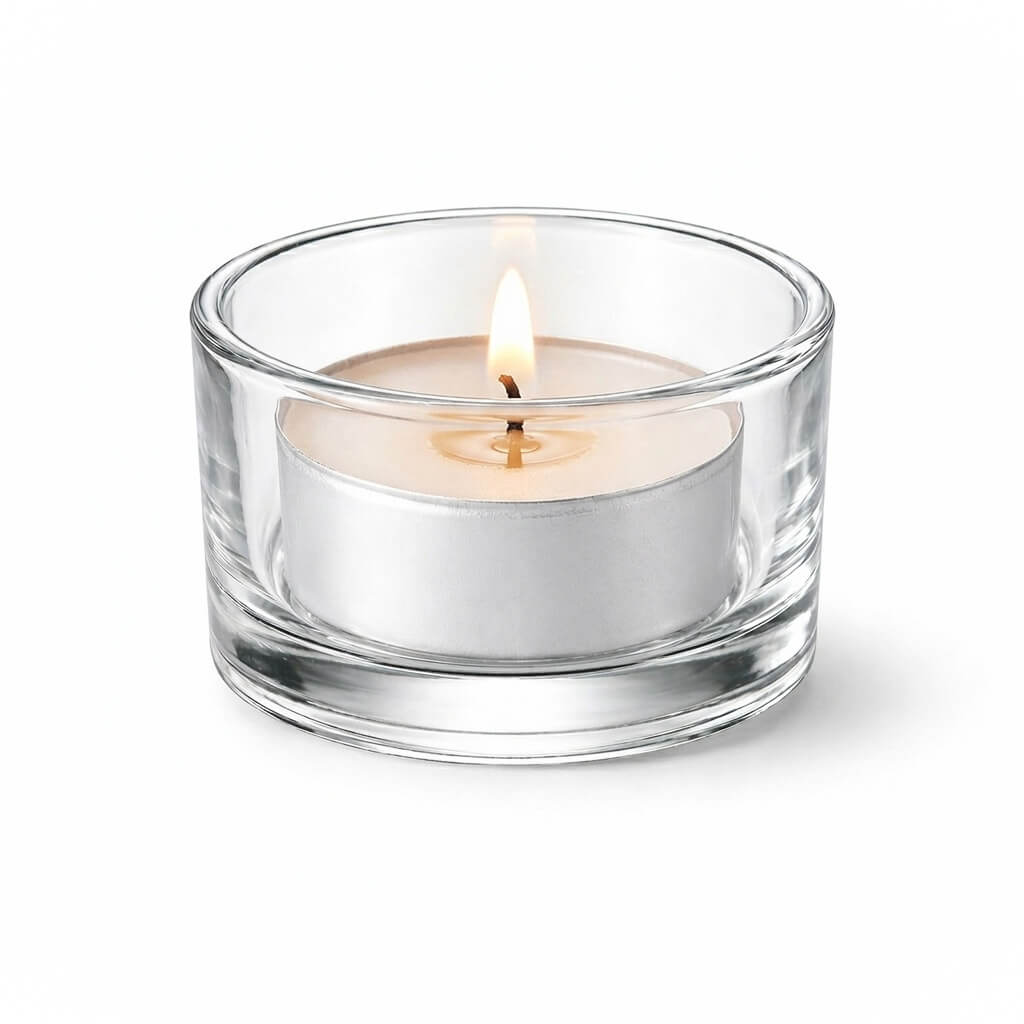 Tealight Candle Holder Set, 12 Pack, Clear Glass Construction, Round Shape for Tabletop Candle Displays and Home Decorating image 3