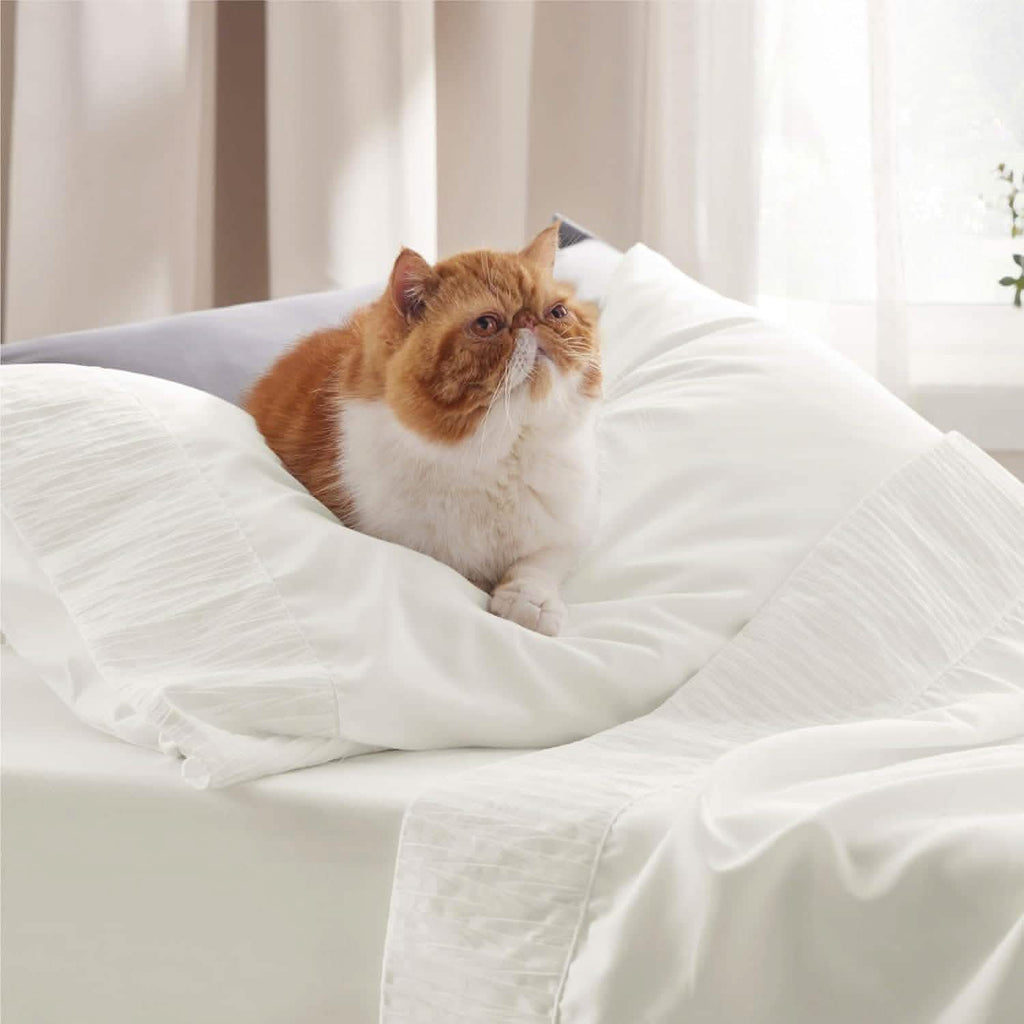 Bed Sheet Set, Ruched, Cooling Comfort, Breathable Construction for Master Bedrooms, Guest Beds and Daily Use, 7 Sizes and 14 Colors image 3