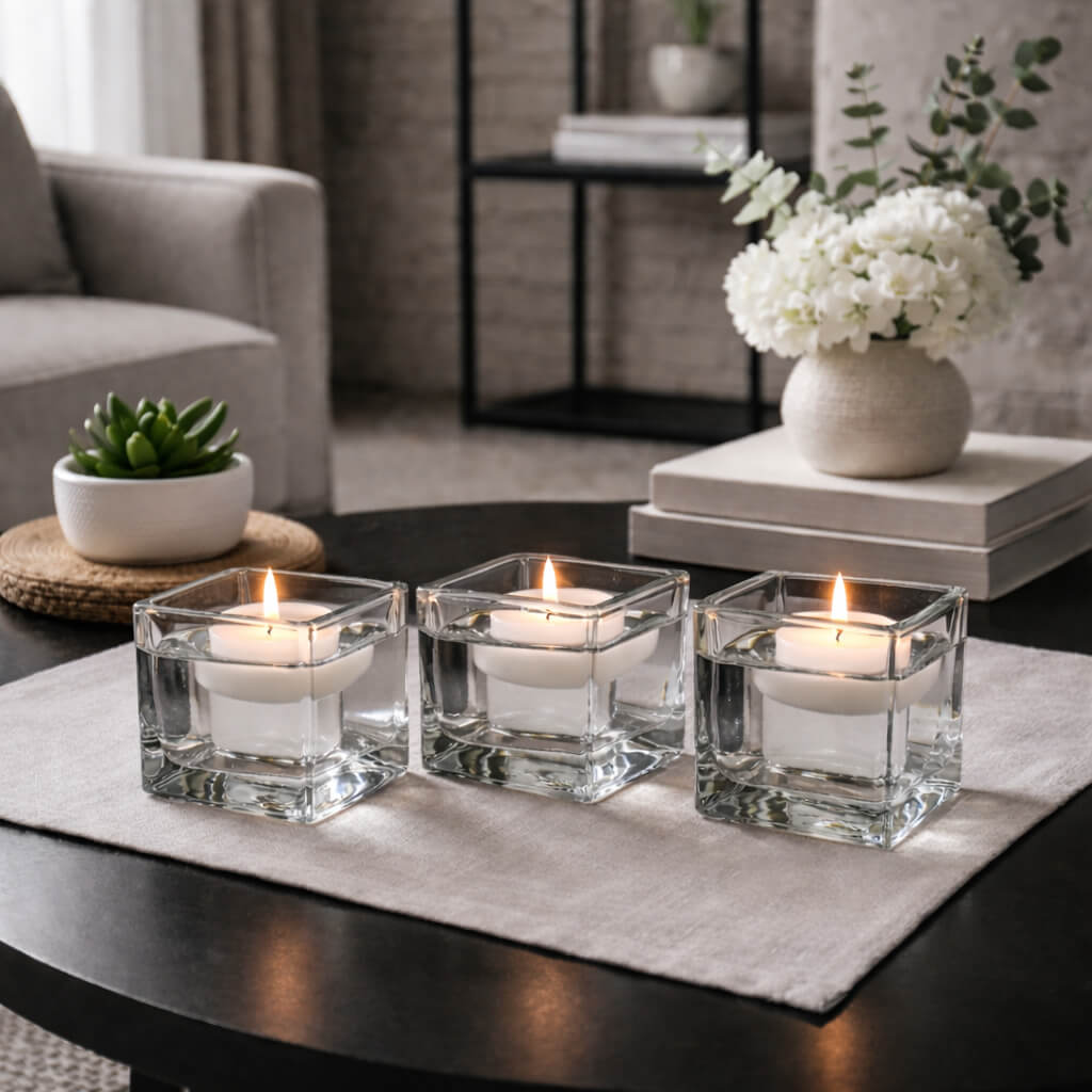 Decorative Candle, Richland Floating 3" White Set of 12 for Living Rooms, Bedrooms and Relaxing Evenings image 4