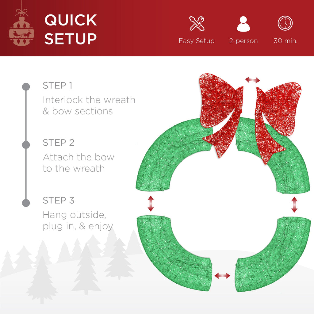 Seasonal Home Decor, Pre Lit Outdoor Christmas Wreath, LED Metal for Mantels, Tables and Seasonal Decorating, 5 Color Options image 4