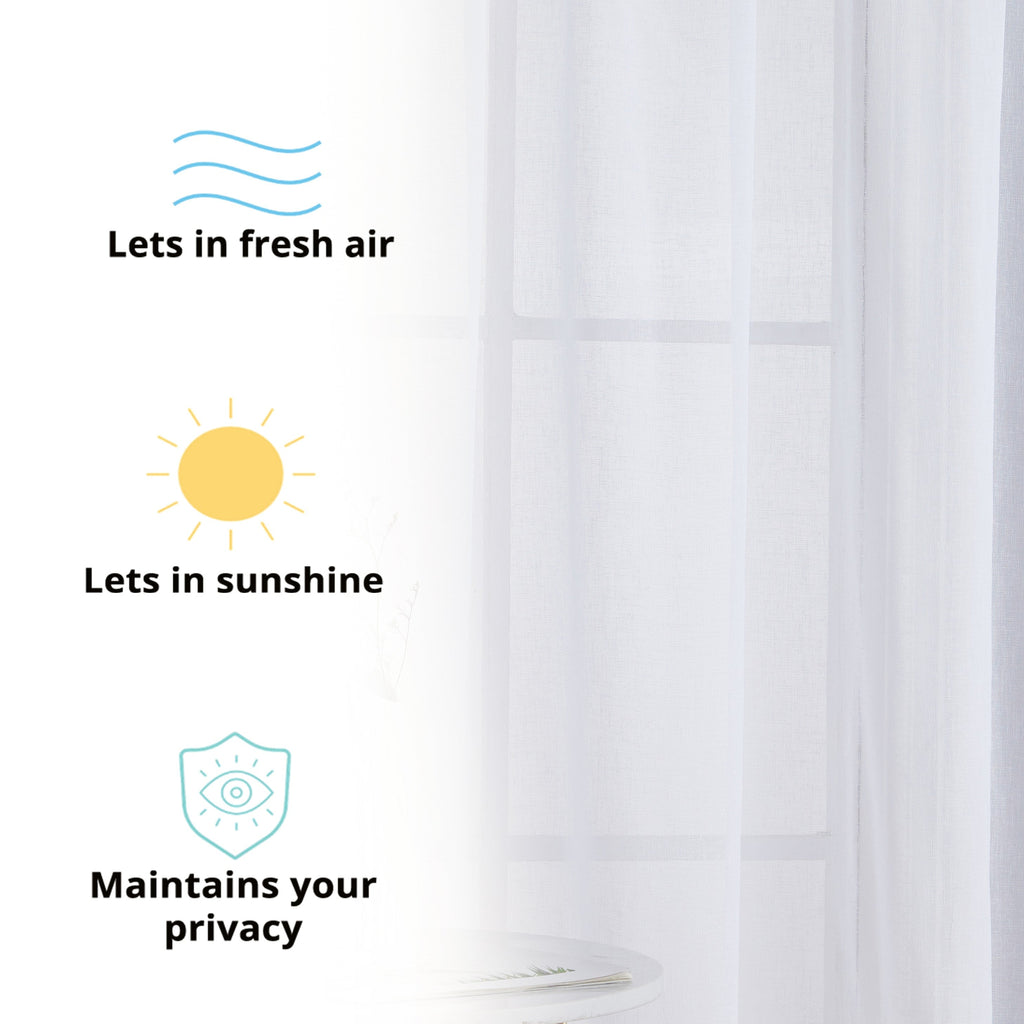 Window Curtain, Penelope Faux Linen Sheer Panels, Lightweight Design for Bedrooms, Living Rooms and Home Privacy, 5 Sizes and 12 Colors image 4