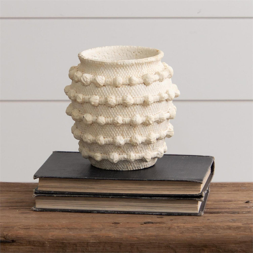 Decorative Vase, Ivory Textured Knot Cement for Flowers, Shelves and Living Spaces, Designed for Tabletop Arrangements and Home Decor image 4