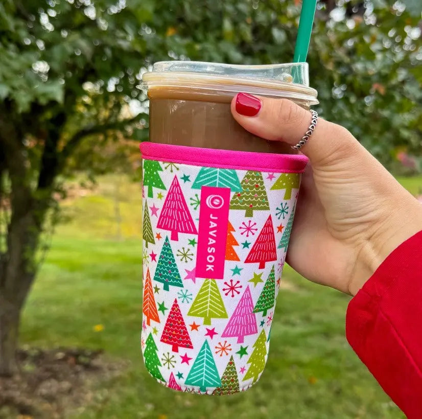 Reusable Cup Sleeve, Festive Forest, Neoprene Construction for Coffee Cups, Daily Commutes and Dry Hands image 4