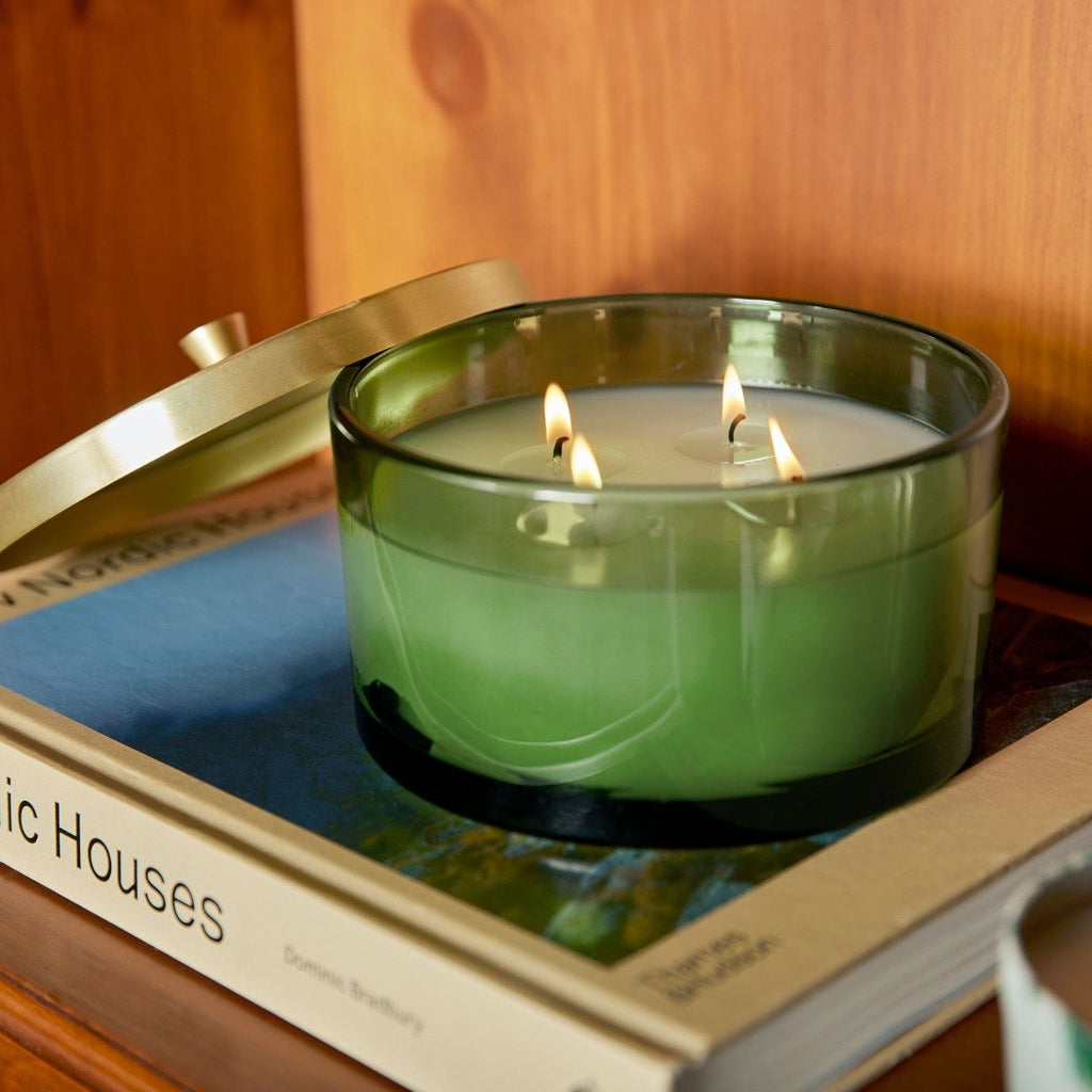 Decorative Candle, Frasier Fir 4 Wick (Green Glass) for Entryways, Mantels and Everyday Home Ambience image 4