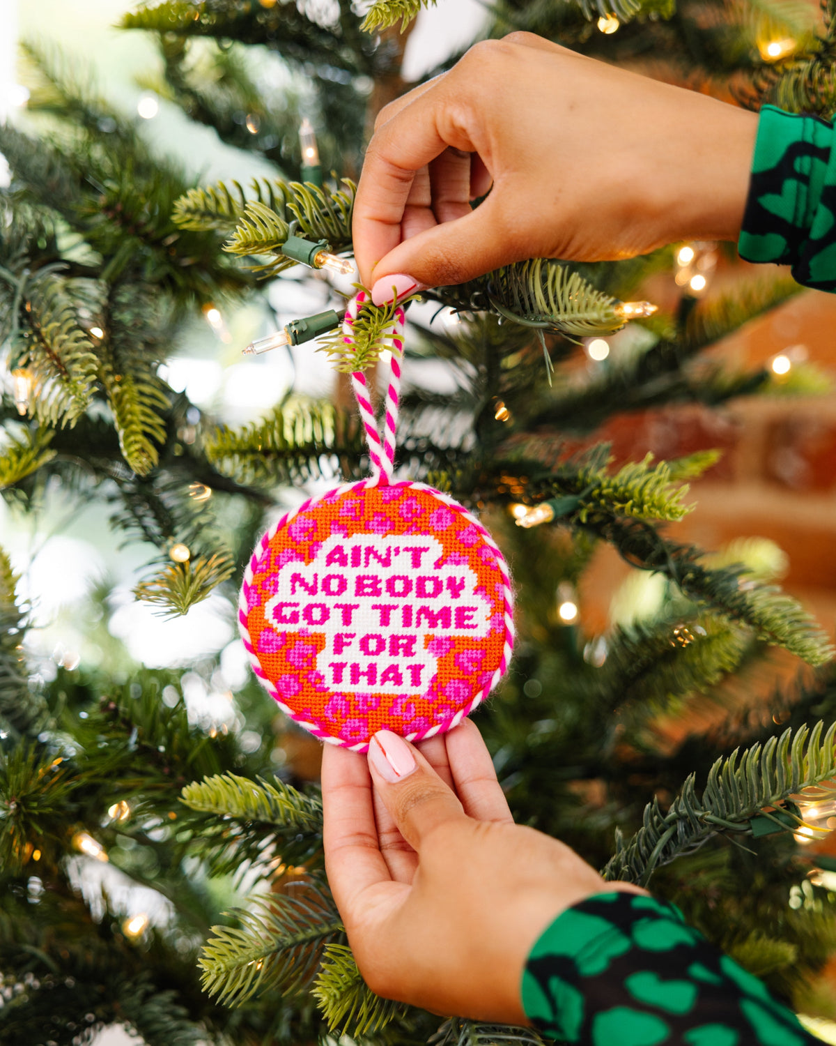 Seasonal Home Decor, Needlepoint Ornament Ain't Nobody for Mantels, Tables and Seasonal Decorating image 4