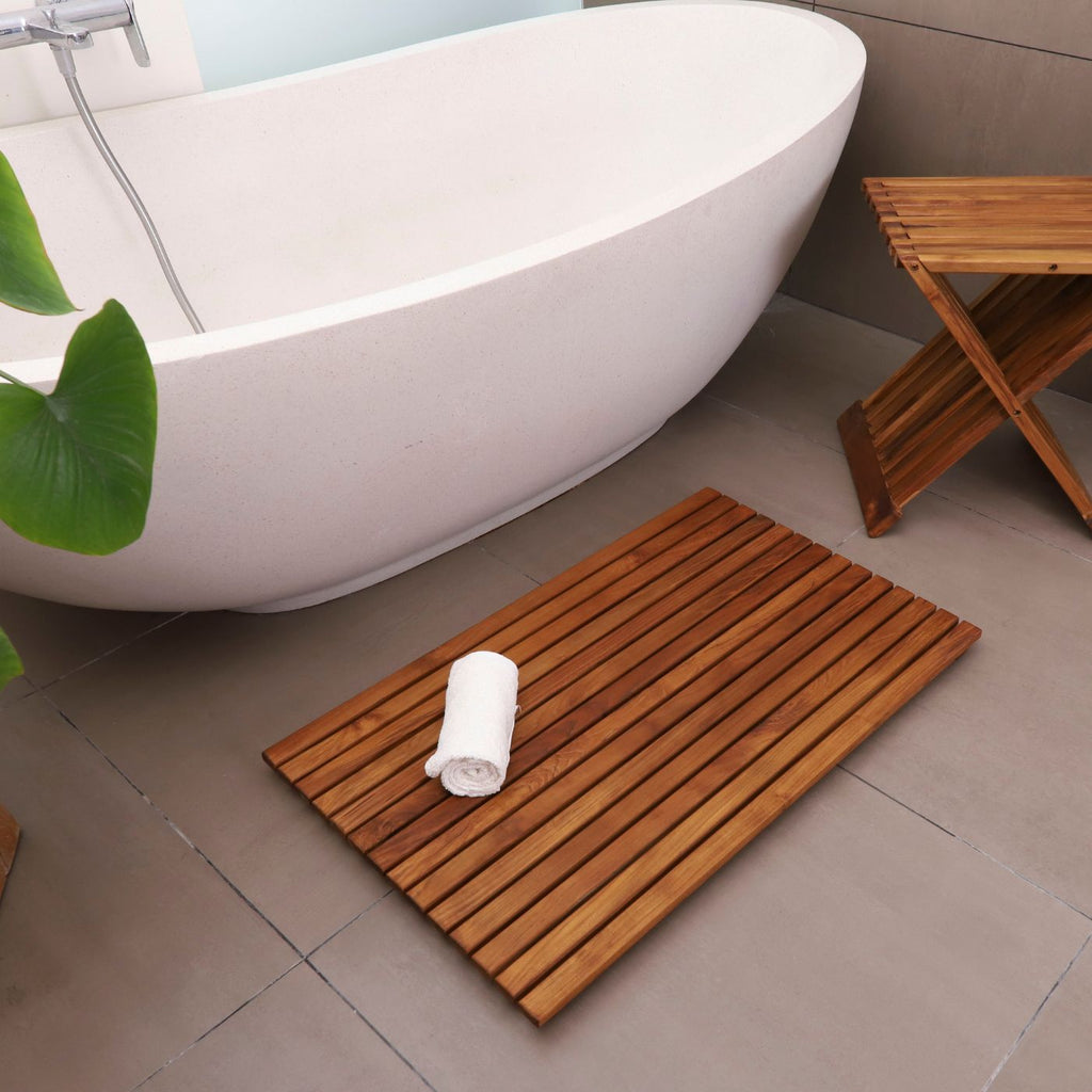 Bath Linen, Bel Air Indoor or Outdoor Shower and Mat 31.4″ for Daily Bathroom Routines and Guest Baths, 2 Style Options image 4