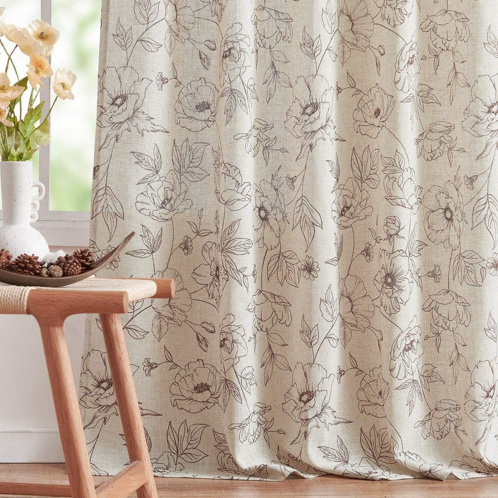 Window Curtain, Floral Linen Curtains (2 Panels), Lightweight Design for Windows, Room Styling and Everyday Privacy, 3 Sizes and 5 Colors image 4