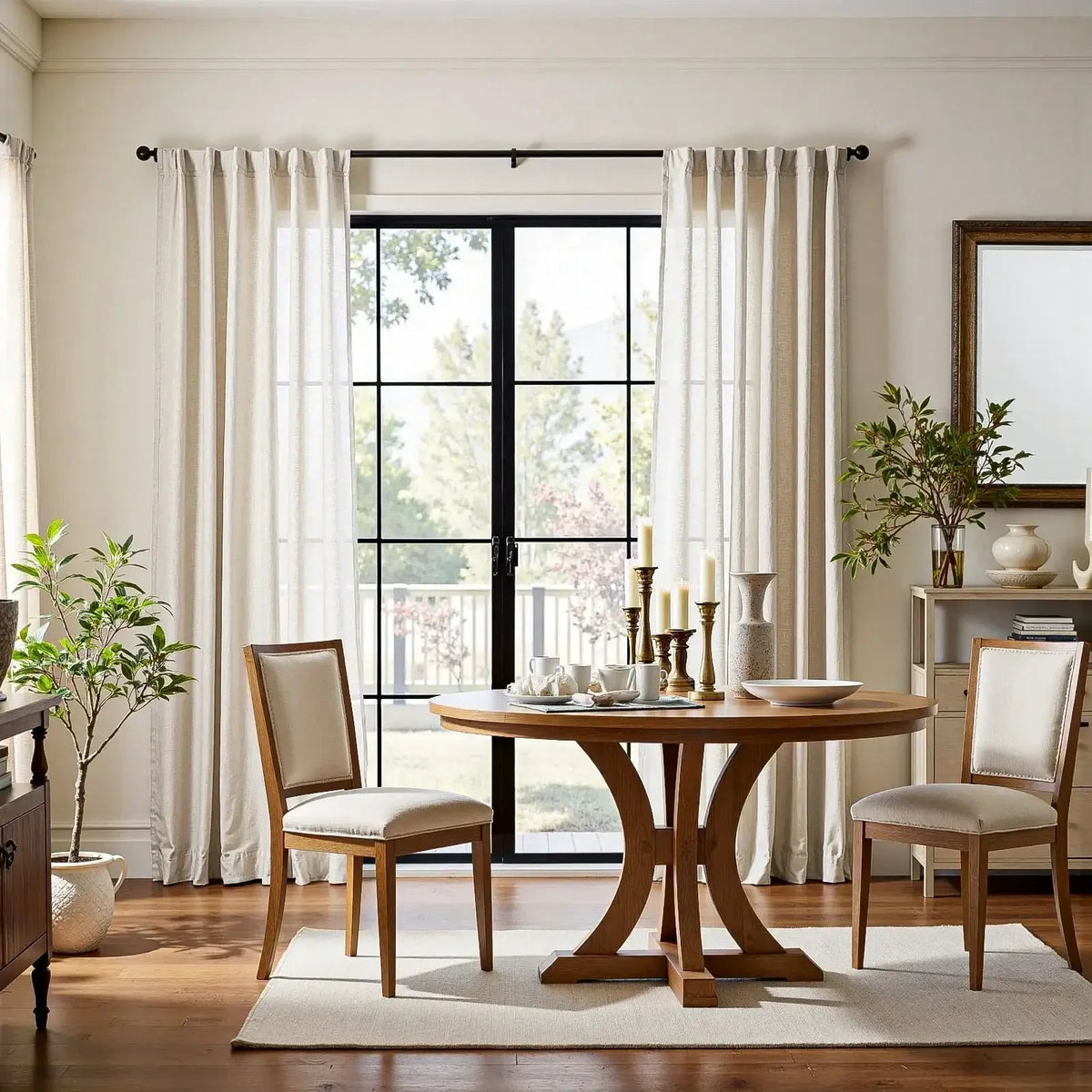 Window Curtain, Solid Linen Blend 3 in 1 Curtains (2 Panels), Lightweight Design for Bedrooms, Living Rooms and Home Privacy image 4
