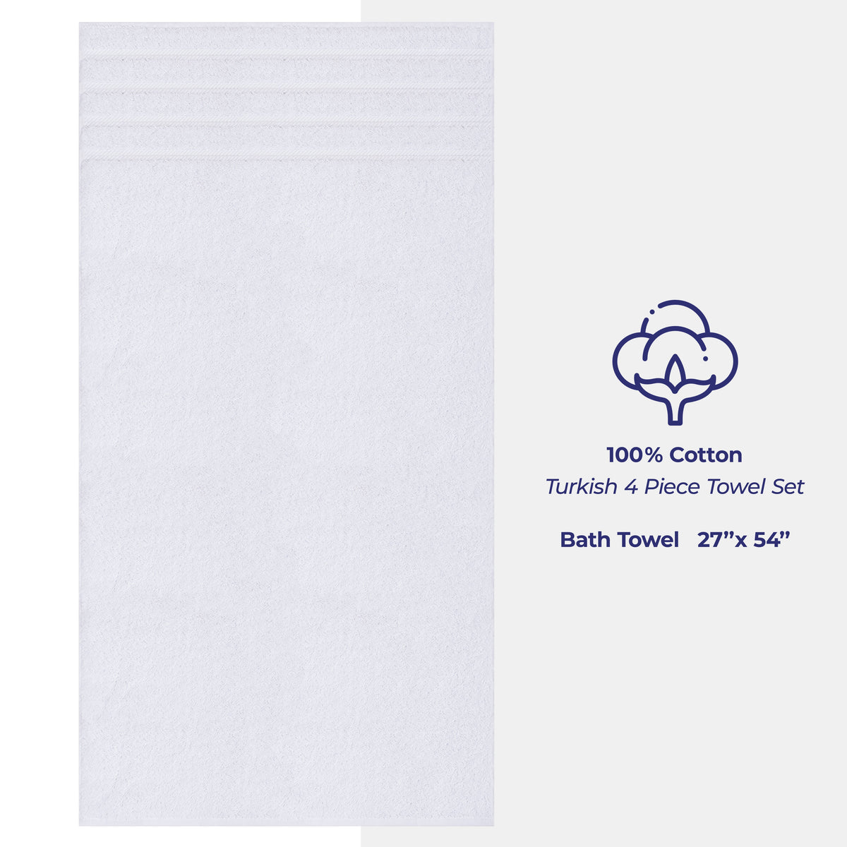 Bath Towel Set, 100% Cotton Turkish Towels for Bathroom, 4 for Home Bathrooms and Everyday Care, 21 Color Options image 4
