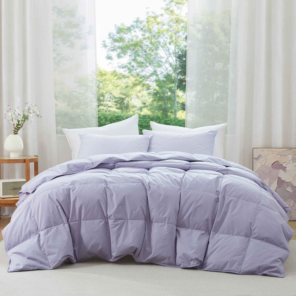 Down & Feather Comforter, Lightweight Organic Cotton for Everyday Bedding and Comfortable Sleep, 3 Sizes and 3 Colors image 4