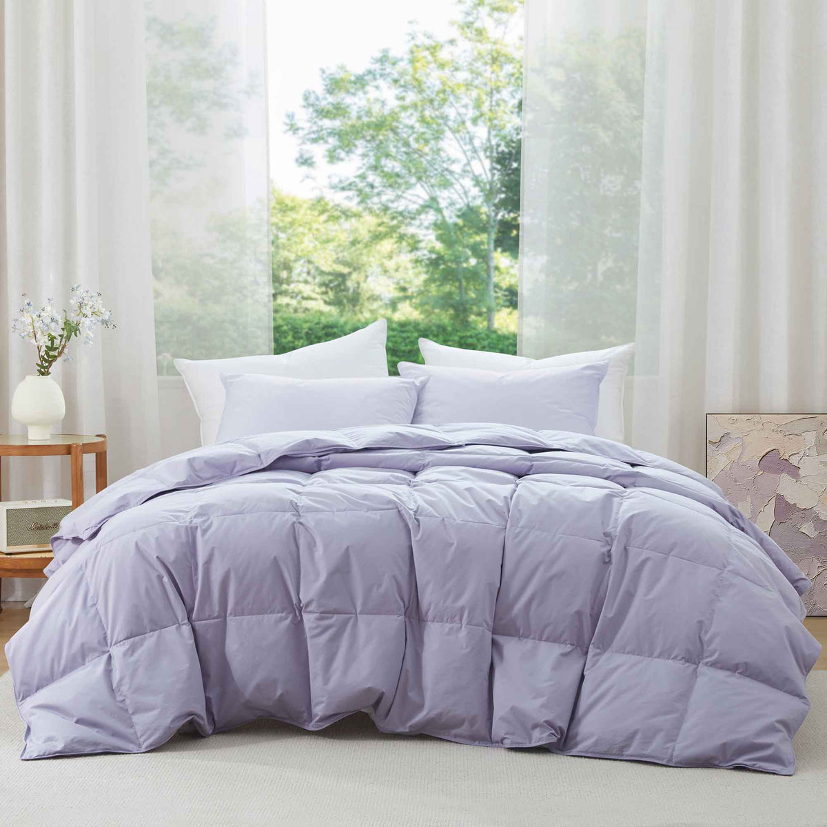 Down & Feather Comforter, Lightweight Organic Cotton for Everyday Bedding and Comfortable Sleep, 3 Sizes and 3 Colors image 4