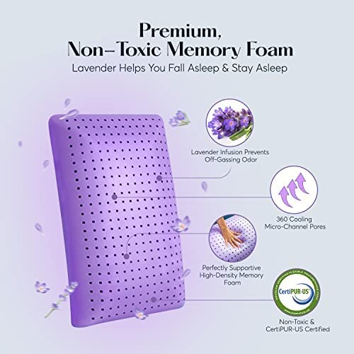 Bed Pillow, Lavender Zen Memory Foam Aromatherapy Cooling for Sleeping, Reading and Bedroom Comfort image 4