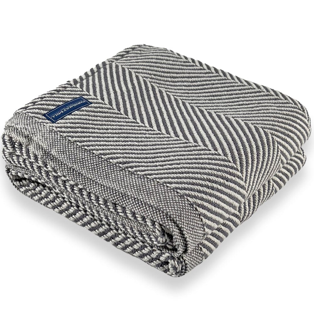 Cozy Throw Blanket, Monhegan Cotton Without Fringe Slate for Living Rooms, Bedrooms and Everyday Lounging image 4