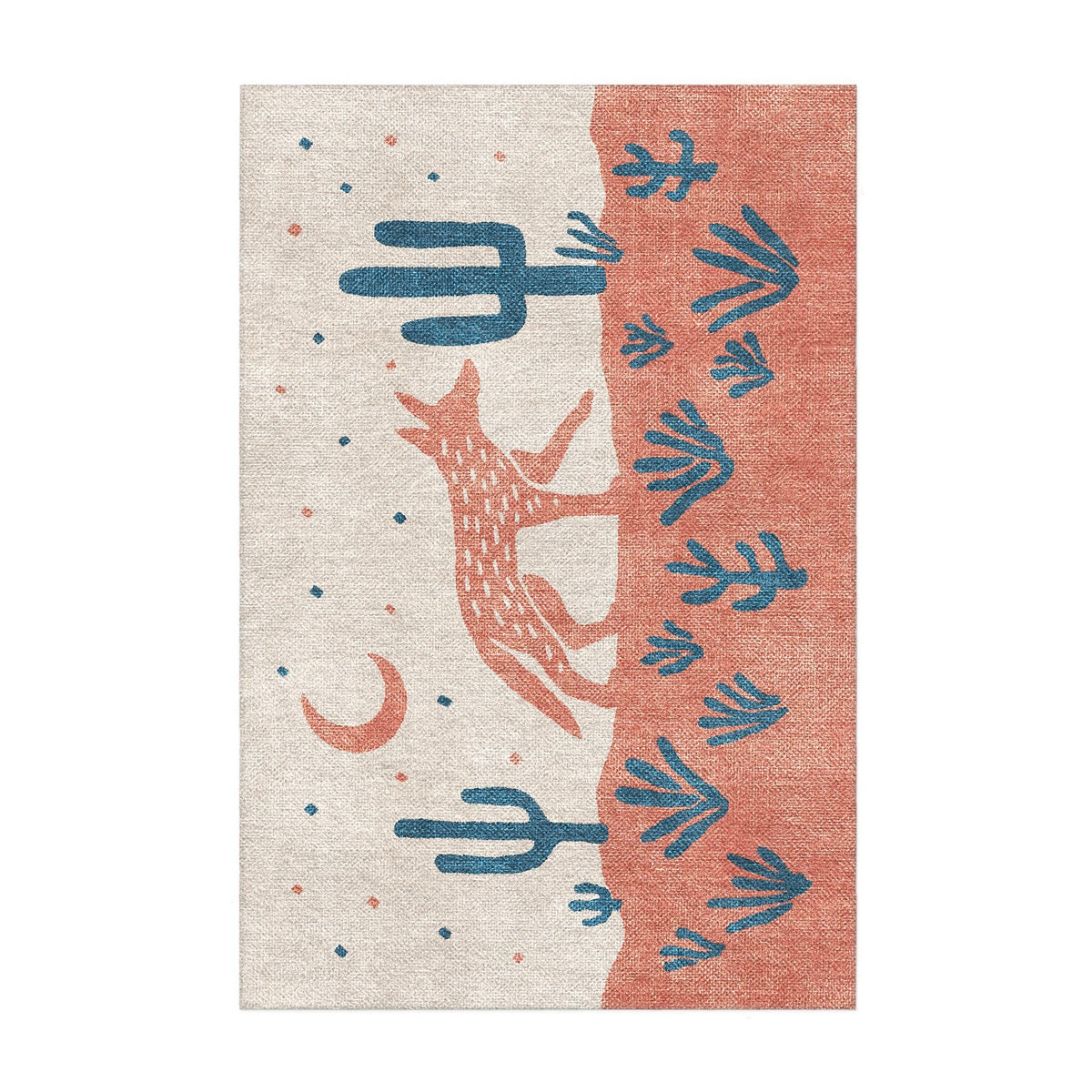 Area Rug, Desert Coyote Denim Blue & Terracotta for Hallways, Dining Spaces and Home Decor, 9 Size Options image 4