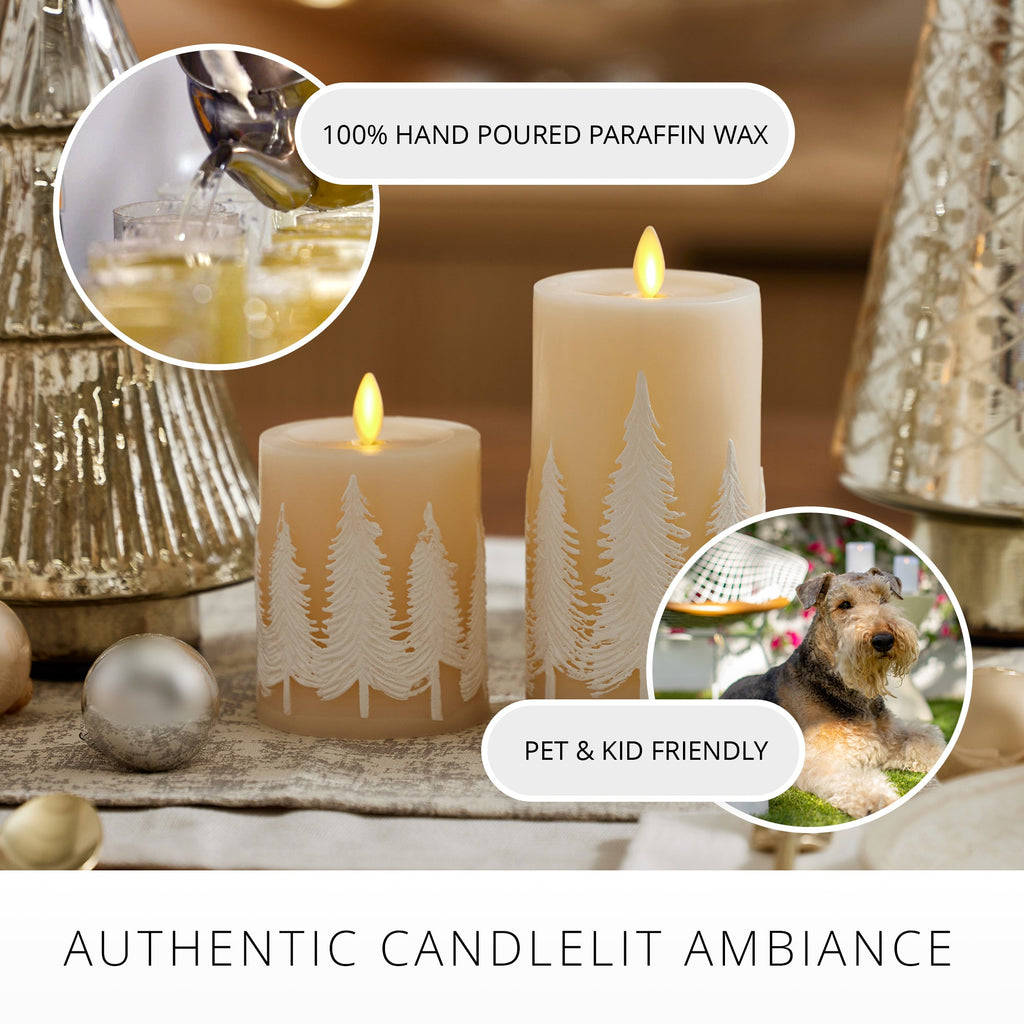 Flameless Candle, White Swan Embossed Trees Pillar for Bedrooms, Living Rooms and Everyday Candlelight Ambience, 2 Size Options image 4
