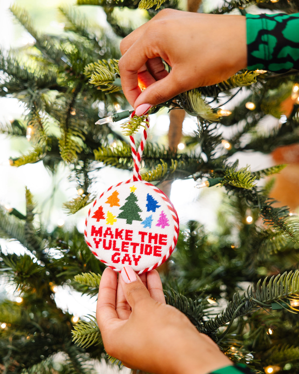 Seasonal Home Decor, Needlepoint Ornament Yuletide Gay for Mantels, Tables and Seasonal Decorating image 4