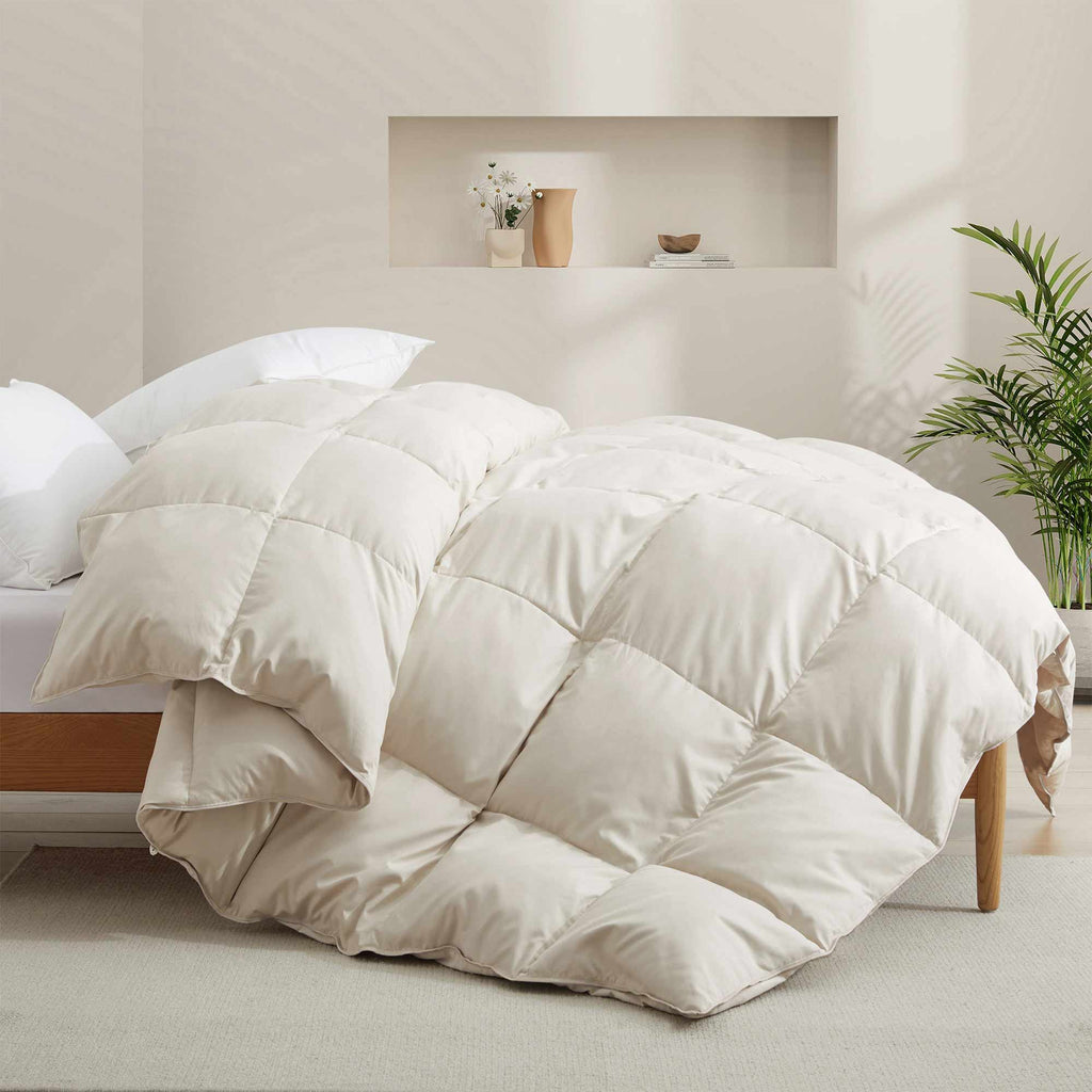 Down & Feather Comforter, Goose, Lightweight Design, Machine-Washable Care for Everyday Bedding and Comfortable Sleep, 4 Sizes and 8 Colors image 4