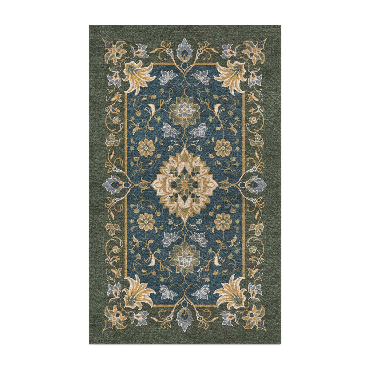 Area Rug, Miriam Navy & Olive Green for Living Rooms, Bedrooms and Entryways, 10 Size Options image 4