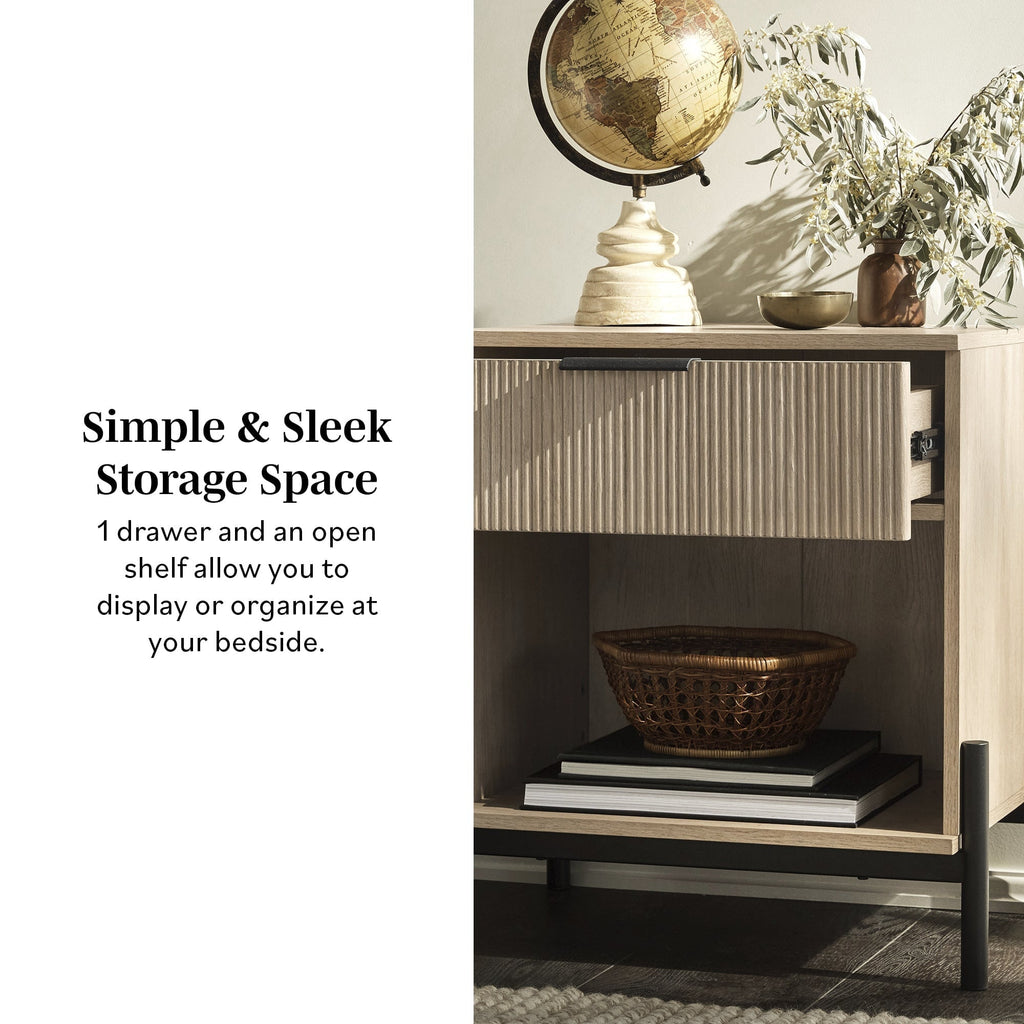 Nightstand, Paris Modern Scandinavian Reeded for Bedside Storage, Bedroom Organization and Guest Rooms, 2 Sizes and 3 Colors image 4