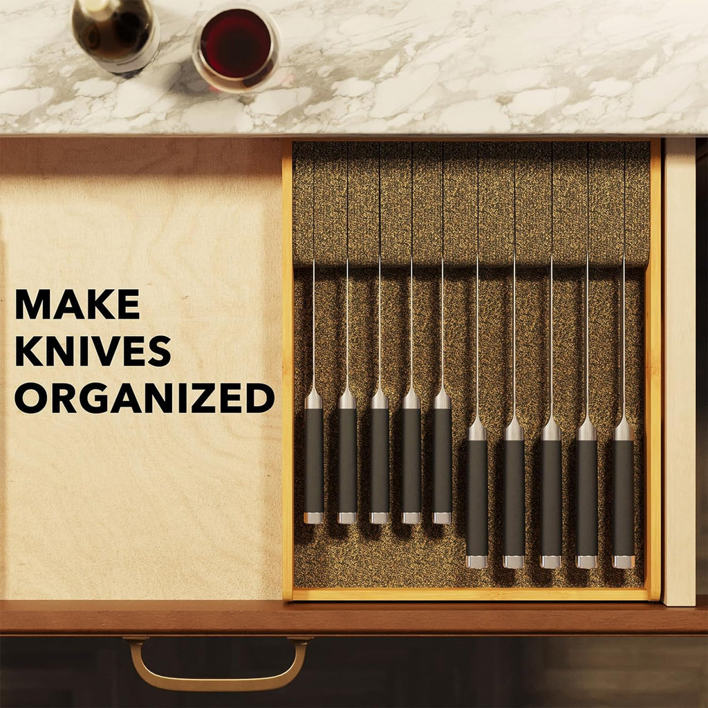 Home Storage Organizer, Large Bamboo In Drawer Knife 12"W for Bedrooms, Laundry Rooms and Living Spaces image 4