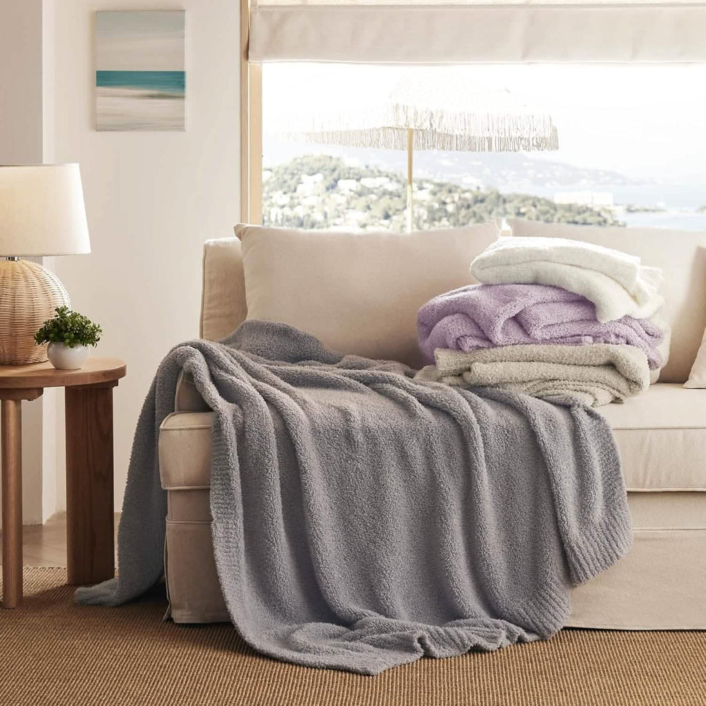 Cozy Throw Blanket, Feather Yarn, Lightweight Design, Machine-Washable Care for Sofas, Beds and Relaxing at Home, 2 Sizes and 12 Colors image 4