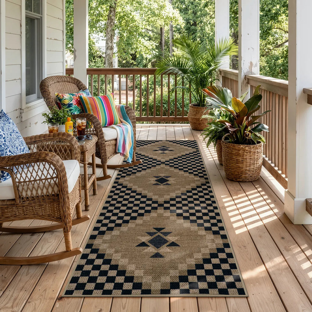Area Rug, Lunette Washable Tribal Soft Easy Jute Black, Stain-Resistant Finish for Living Rooms, Bedrooms and Entryways, 3 Size Options image 4