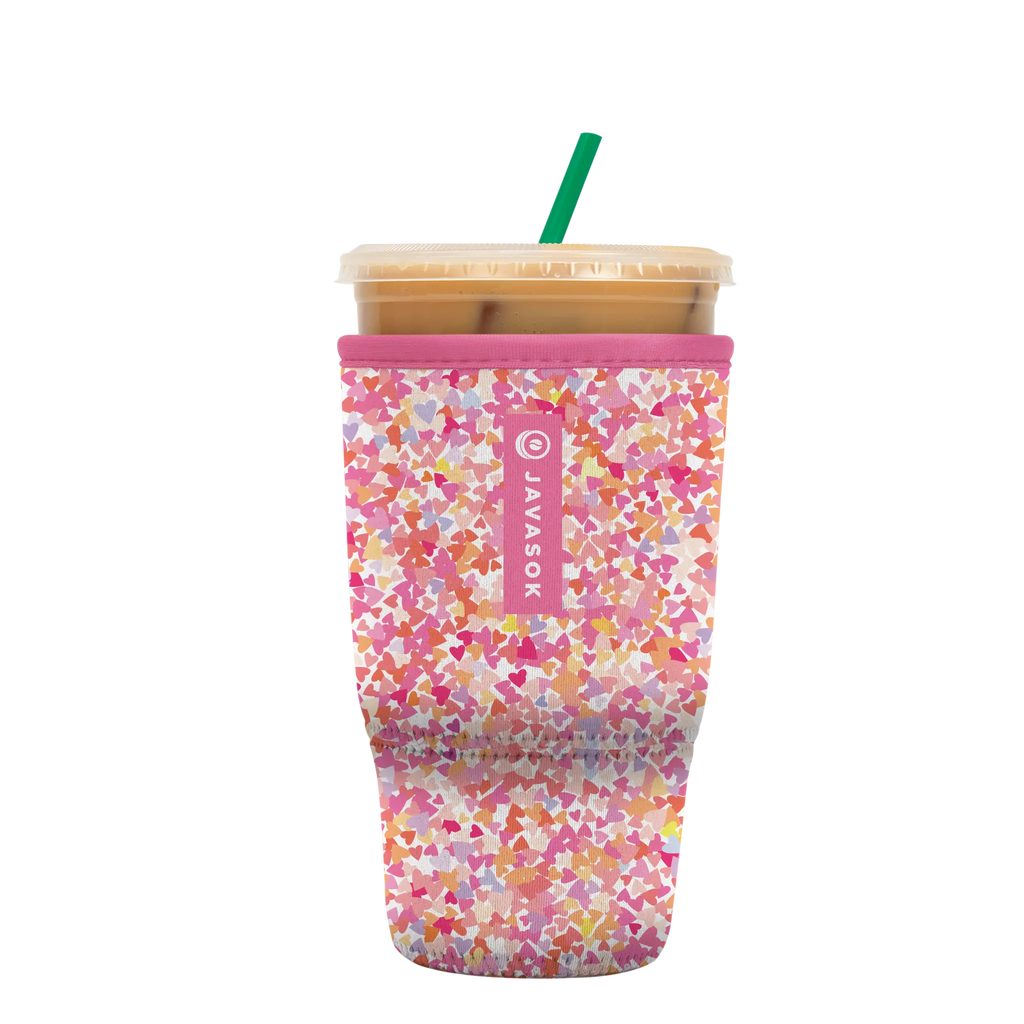 Reusable Cup Sleeve, Floral Hearts, Neoprene Construction for Iced Coffee, Cold Drinks and Condensation Control image 4
