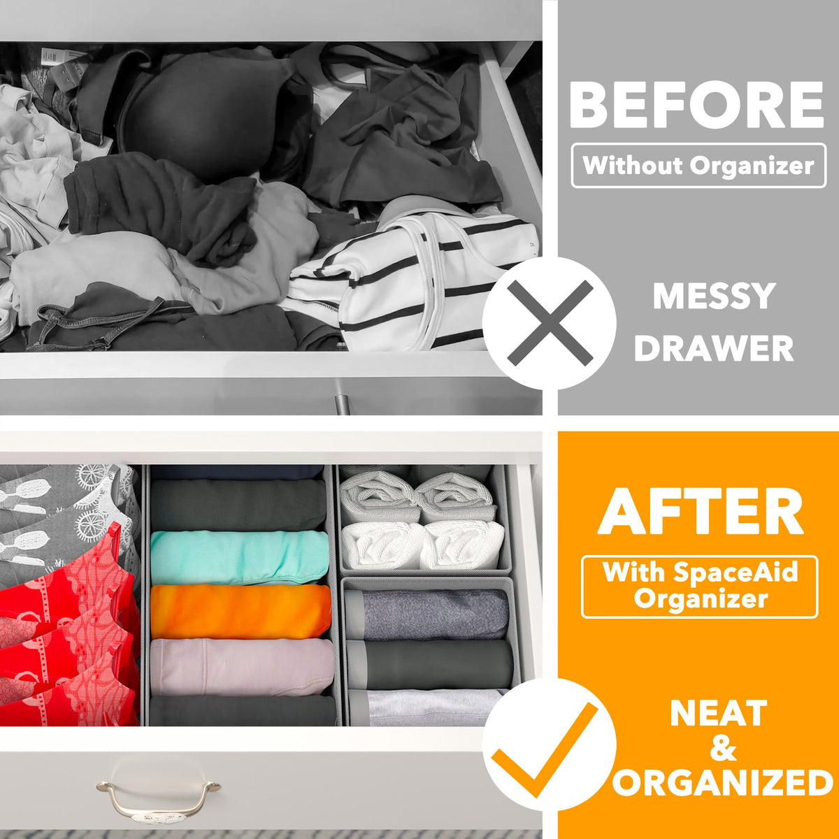 Home Storage Organizer, 12 Pack Drawer Organizers for Clothes, Breathable Construction for Closets, Shelves and Everyday Organization image 4