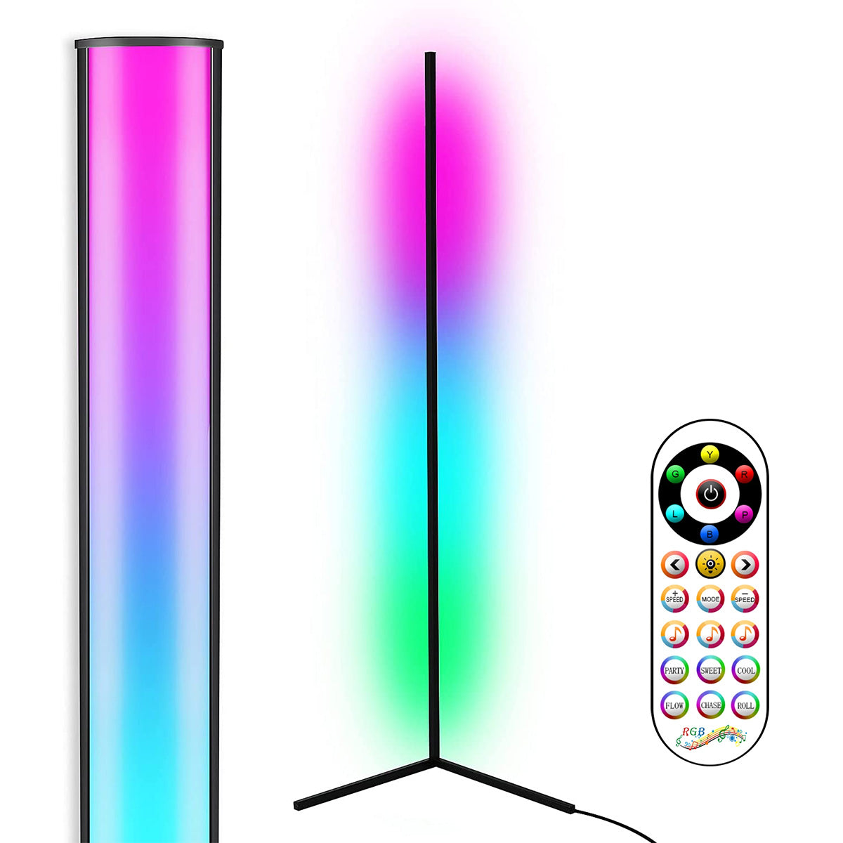 Home Lighting, Modern RGB Corner Floor Lamp GT050 for Desks, Side Tables and Warm Room Lighting, 2 style Options image 4