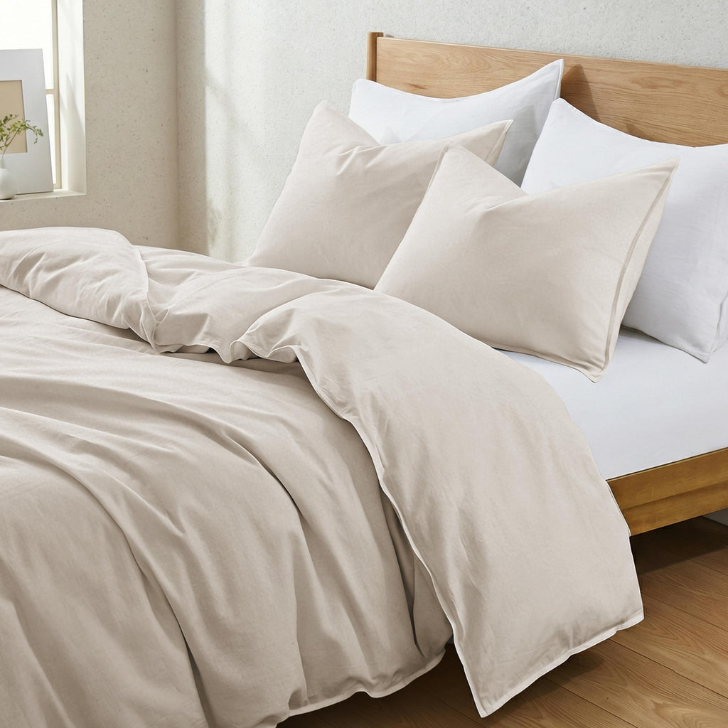 Duvet Cover Set, Linen Cotton Blend, Breathable Construction, Machine-Washable Care for Bedroom Bedding Refresh and Everyday Comfort image 4
