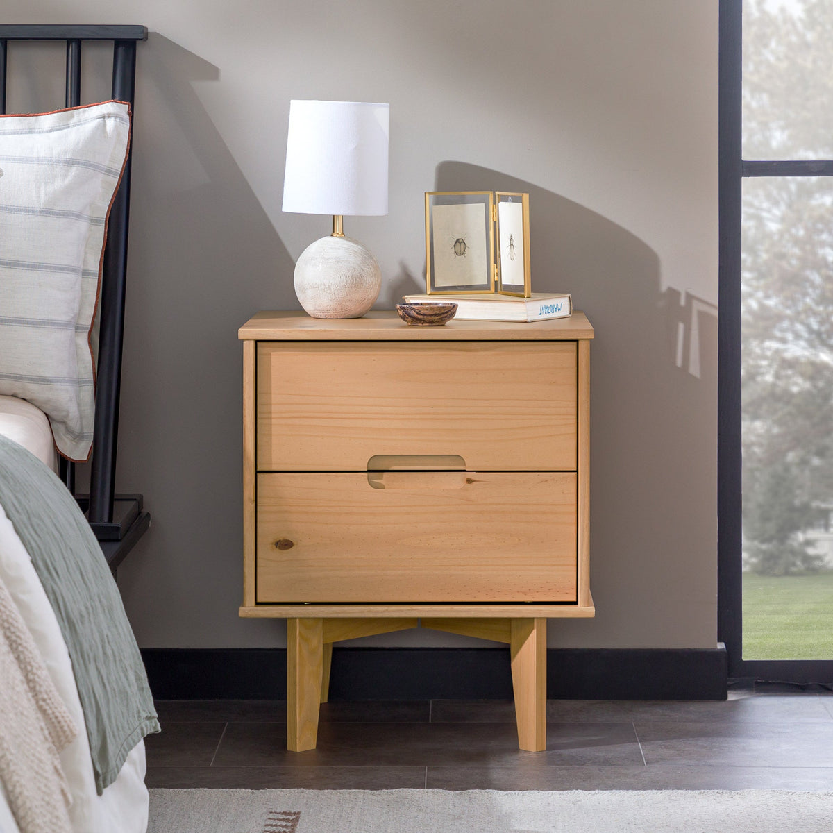 Nightstand, Sloane Mid Century Modern Solid Wood, Lightweight Design for Bedside Storage, Bedroom Organization and Guest Rooms image 4