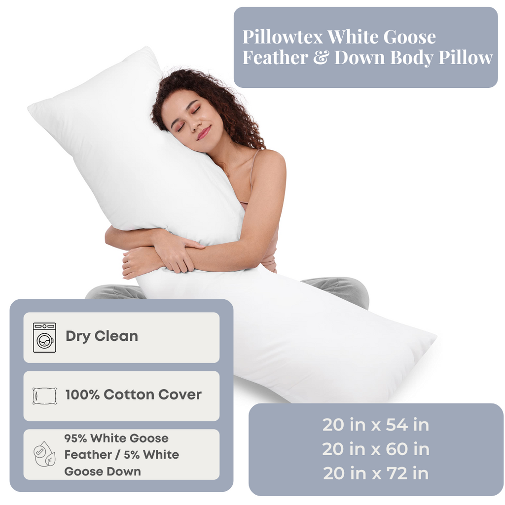 Bed Pillow, White Goose Feather and Down Body for Sleeping, Reading and Bedroom Comfort, 3 Size Options image 4