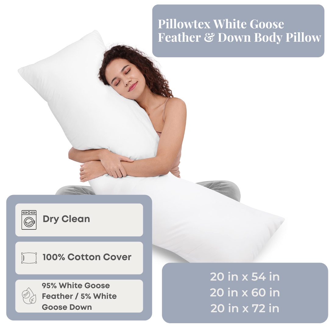 Bed Pillow, White Goose Feather and Down Body for Sleeping, Reading and Bedroom Comfort, 3 Size Options image 4
