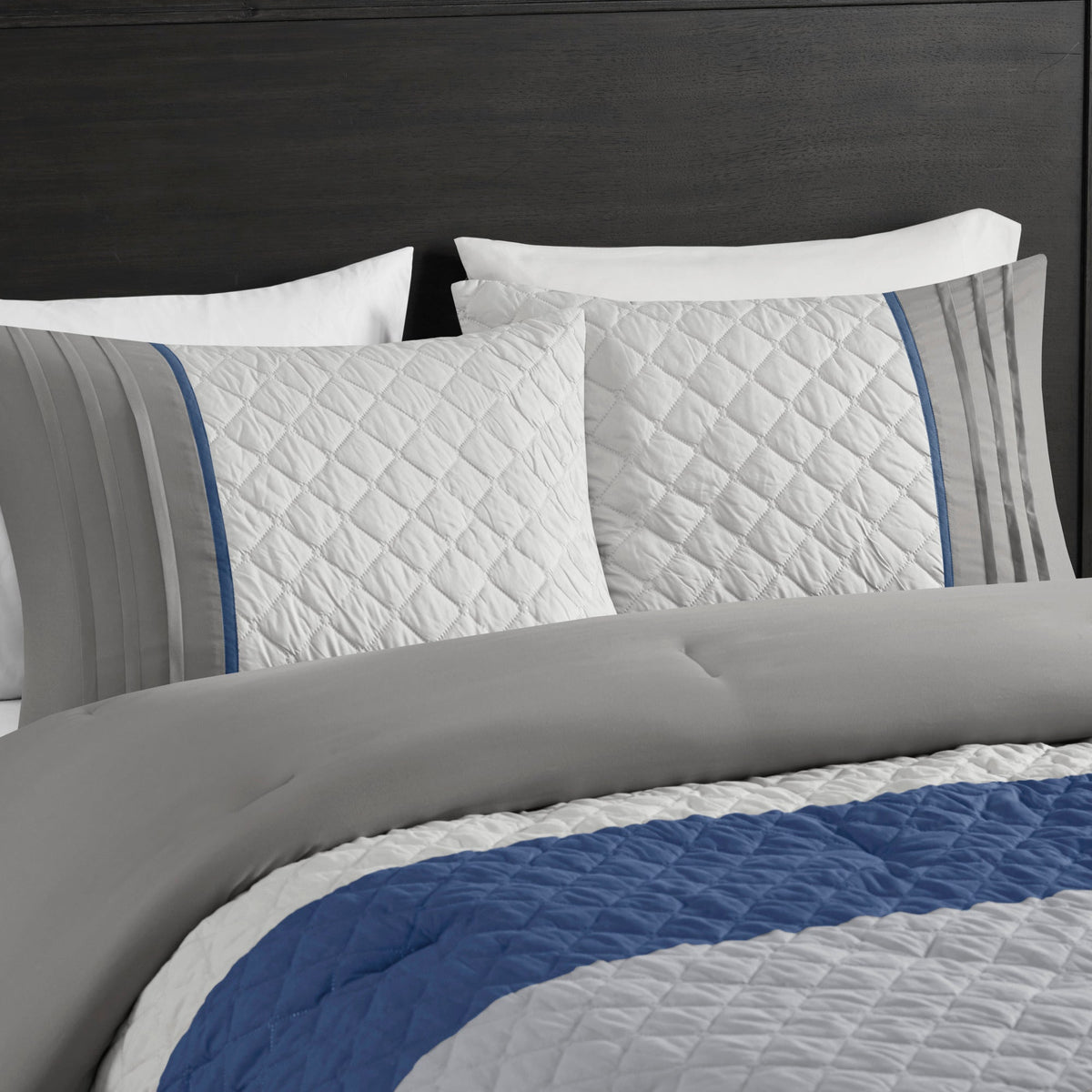 Bed Comforter, Jenson 7 Piece Color Block Stripe Set, Machine-Washable Care for Year-Round Bedroom Comfort and Restful Sleep image 4