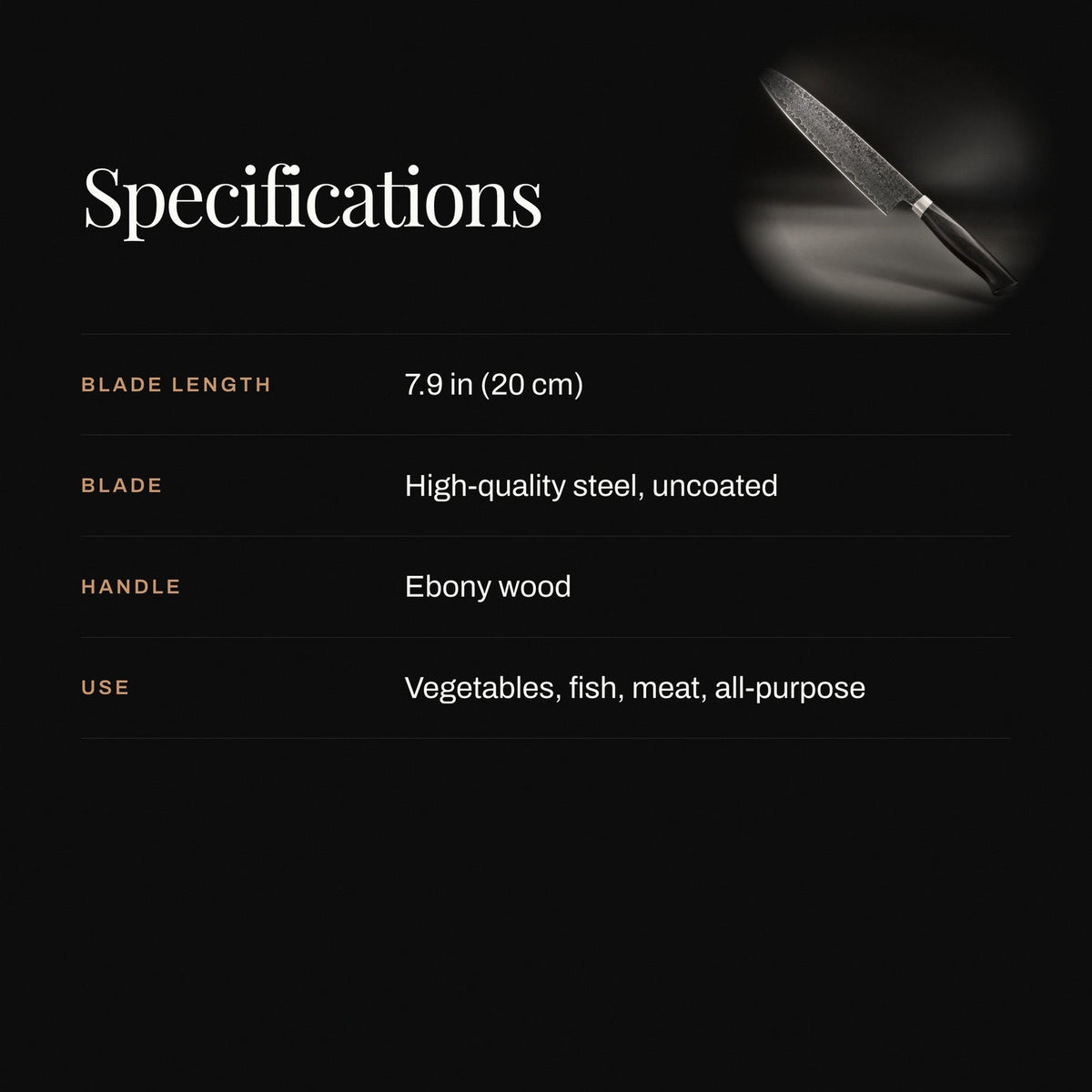 Chef Knife, Japanese Style Chef’s 7.9 inch (20 cm) for Chopping, Slicing and Everyday Meal Prep image 4