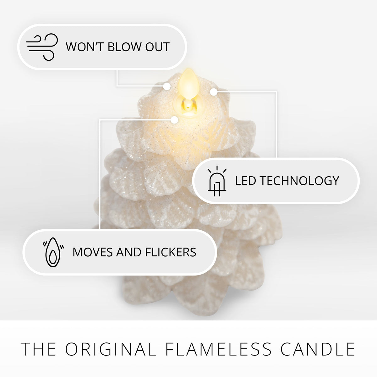 Flameless Candle, White Swan Tree for Mantels, Entryways and Holiday Displays, 2 Size Options image 4