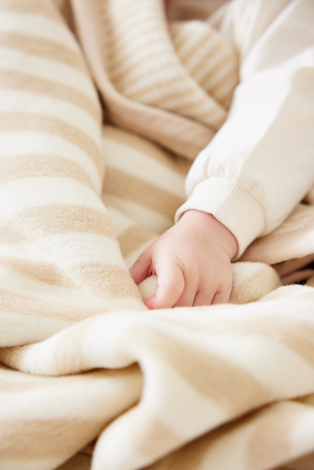 Mini Blanket, Sweet Pea Stripe Oak, Cotton Blend, Velvet Binding for Stroller Outings, Small-Space Layering and Home Comfort image 4