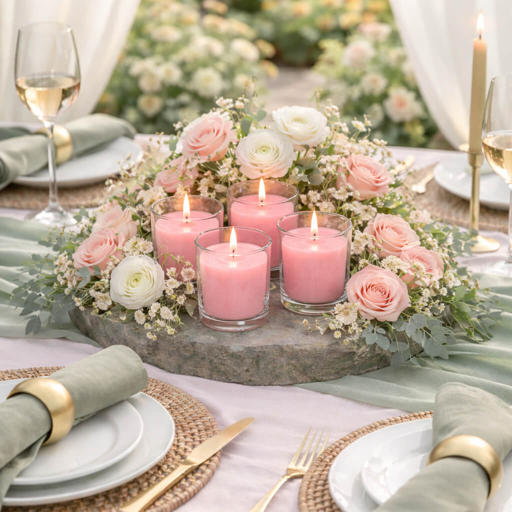 Votive Candle Set, Pink Gardenia Scented 10 Hour 12 Pack, Cotton Wicks for Tabletop Candle Displays and Home Decorating image 4