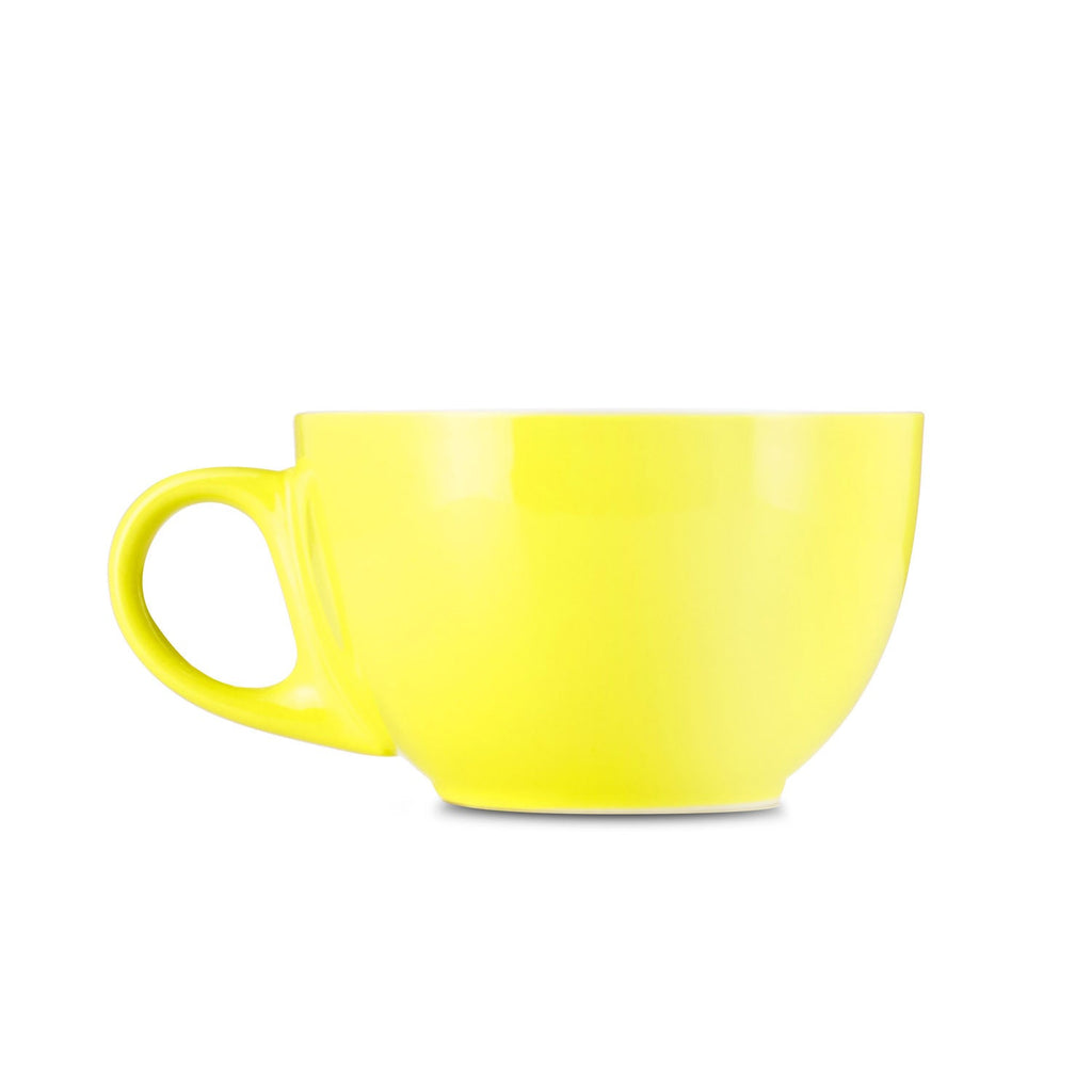 Coffee Mug, Latte Cup & Saucer Yellow (8oz 252ml), Ceramic Construction, Porcelain Construction for Everyday Drinks, Home and Entertaining image 4