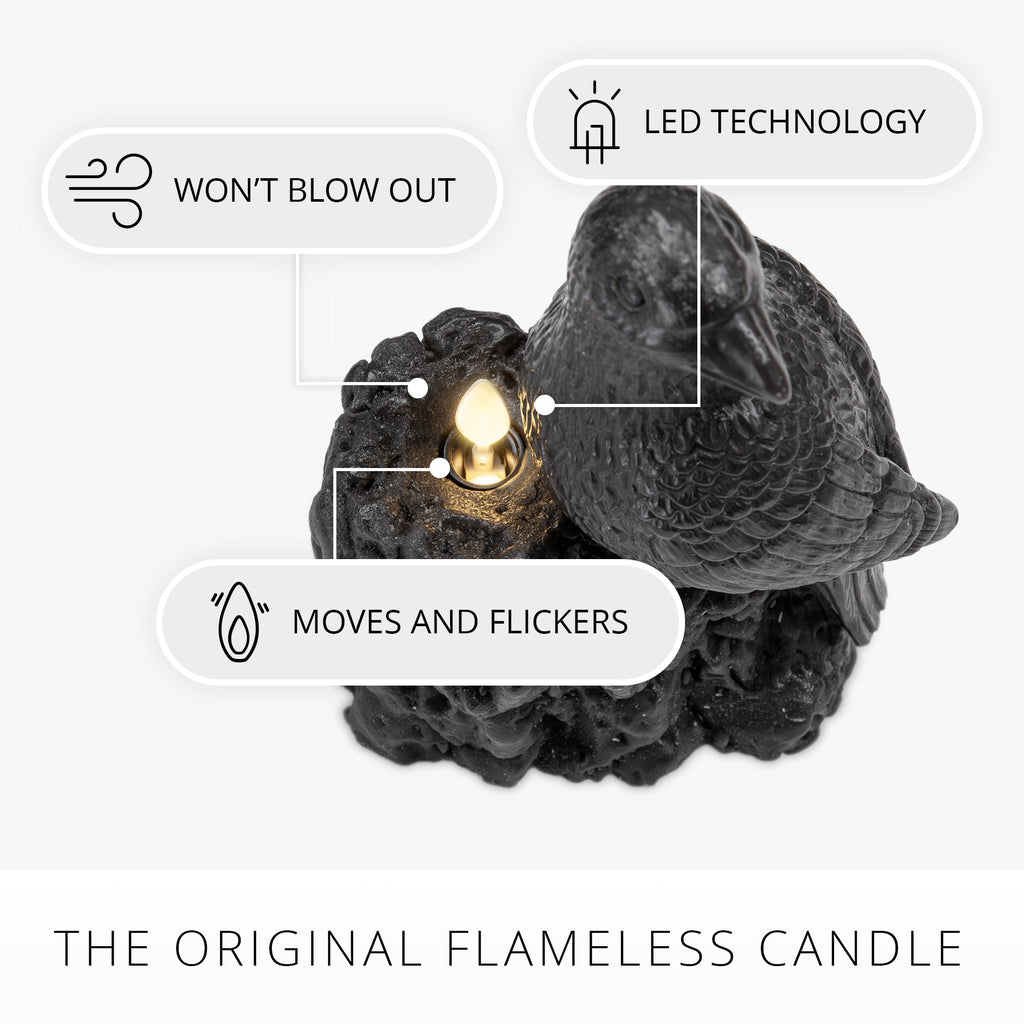 Flameless Candle, Black Perching Crow for Mantels, Entryways and Holiday Displays, Designed for Everyday Home Use image 4