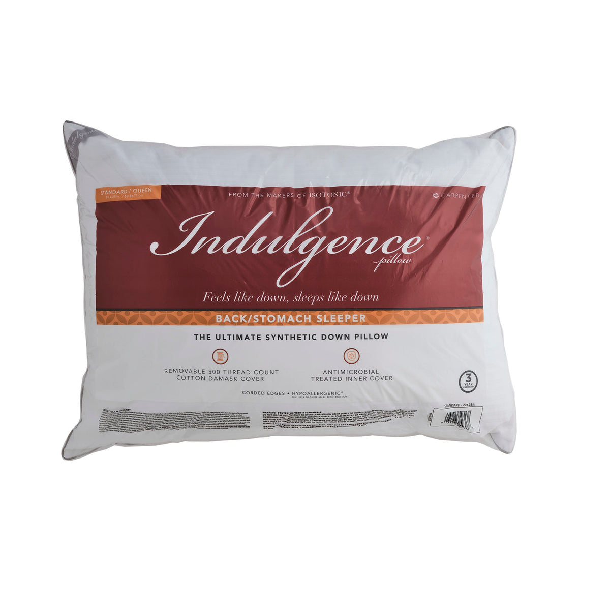 Bed Pillow, Indulgence Synthetic Down, Machine-Washable Care for Sleeping, Reading and Bedroom Comfort, 2 Size Options image 4