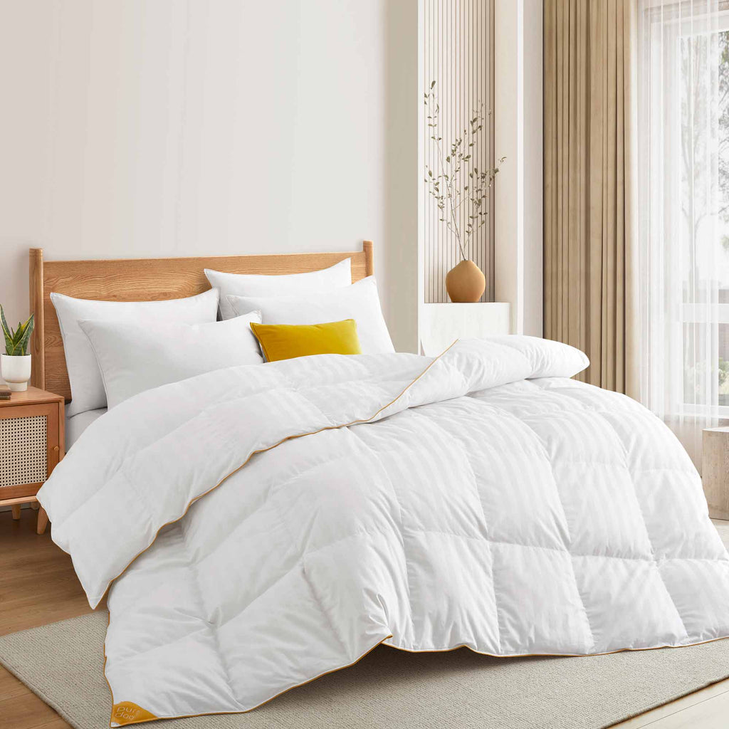 Down & Feather Comforter, All Seasons White Goose, Lightweight Design for Year-Round Bedroom Comfort and Restful Sleep, 5 Size Options image 4