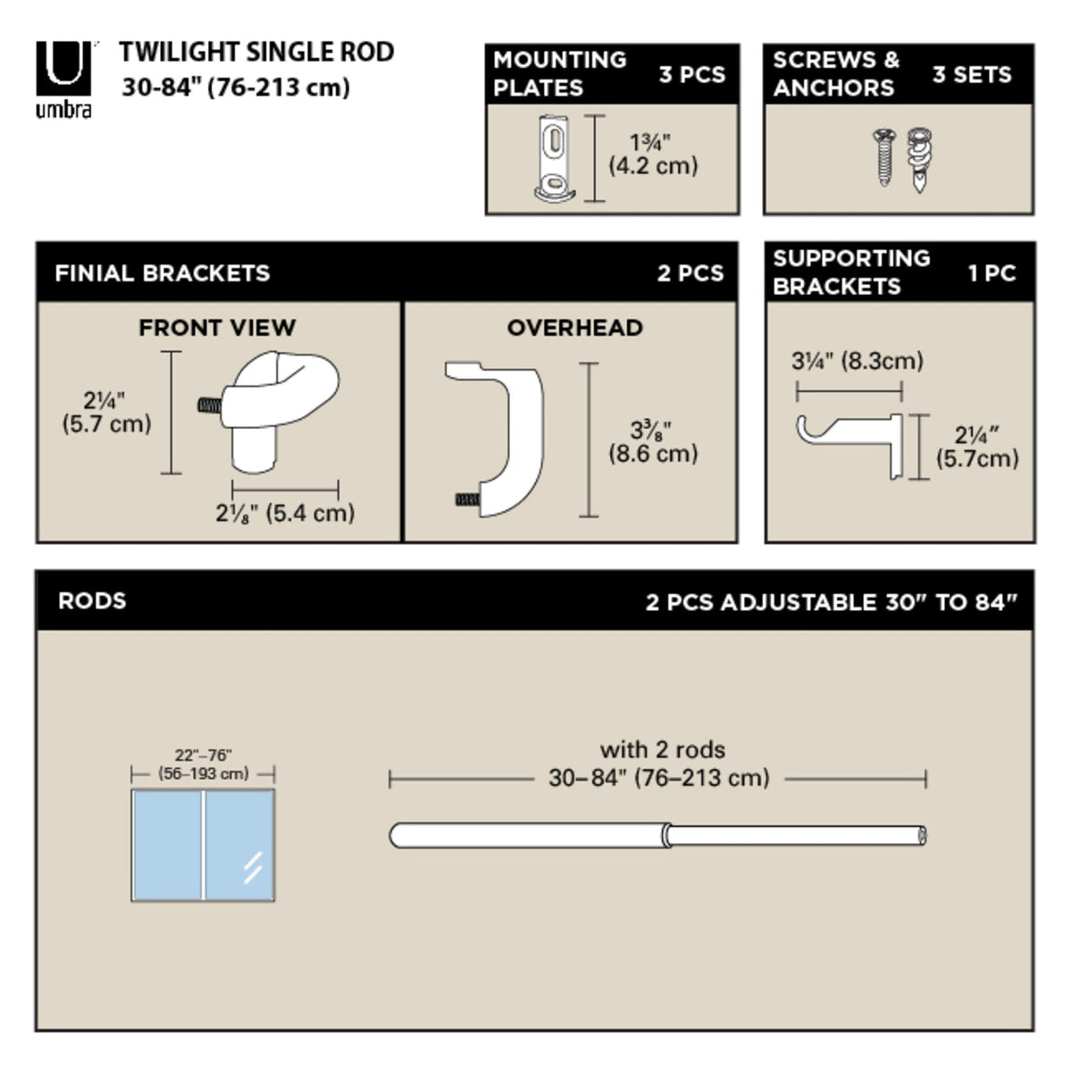 Window Curtain, Twilight Blackout Rod, Adjustable Design for Windows, Room Styling and Everyday Privacy, 2 Sizes and 2 Colors image 4