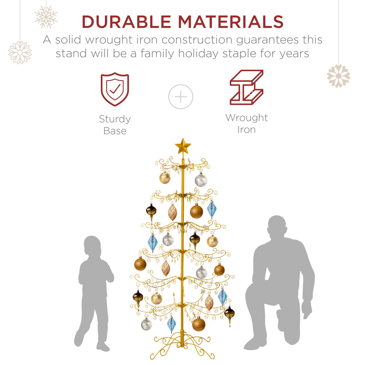Seasonal Home Decor, Wrought Iron Christmas Tree Ornament Display w for Mantels, Tables and Seasonal Decorating, 2 Color Options image 4