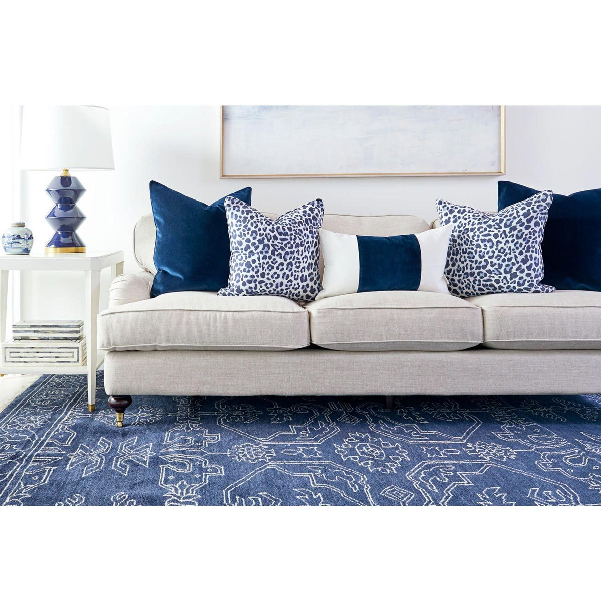 Decorative Pillow Cover Set, Navy Leo for Bedroom Styling and Living Room Decor, 4 Size Options image 4