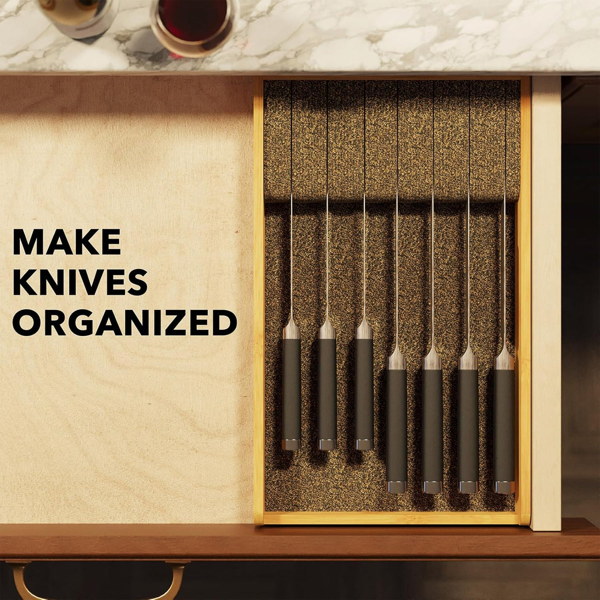 Home Storage Organizer, Medium Drawer Knife Block, 9"W for Bedrooms, Laundry Rooms and Living Spaces image 4