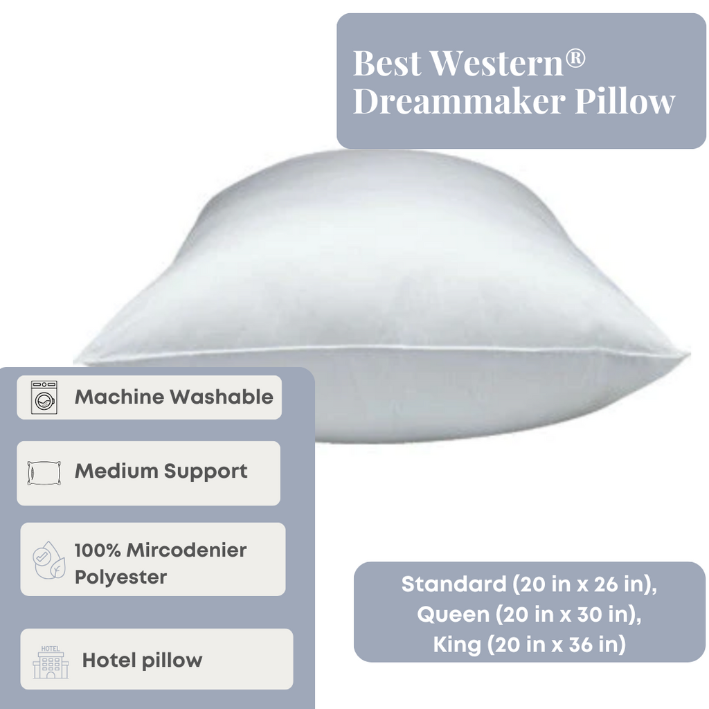 Bed Pillow, Best Western Dreammaker Medium Support, Machine-Washable Care, Hypoallergenic Comfort for Sleeping, Reading and Bedroom Comfort image 4