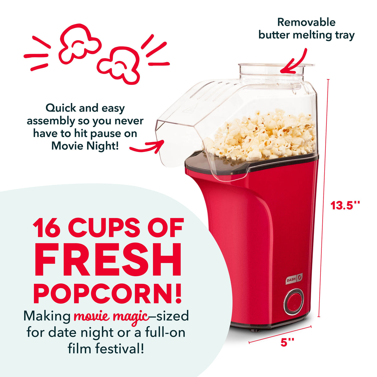 Stovetop Popcorn Popper, Fresh Pop Maker, Non-Slip Design for Stovetop Popping, Family Treats and Home Kitchens, 6 Color Options image 4