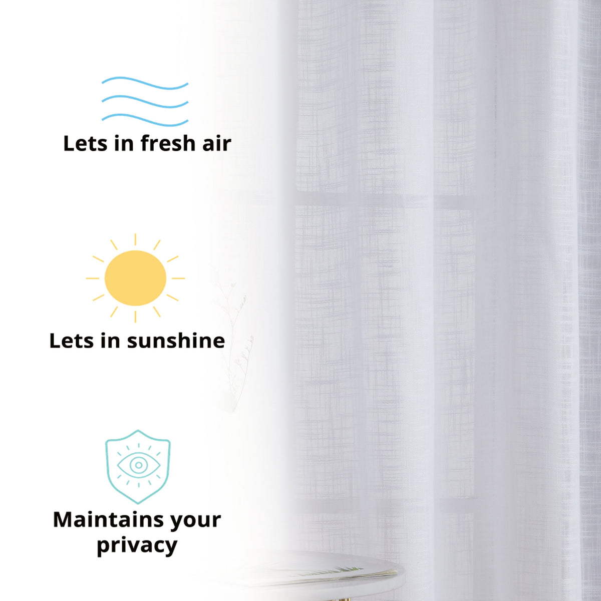 Window Curtain, Madison Faux Linen Sheer Grommet Panels for Bedrooms, Living Rooms and Home Privacy, 8 Sizes and 10 Colors image 4