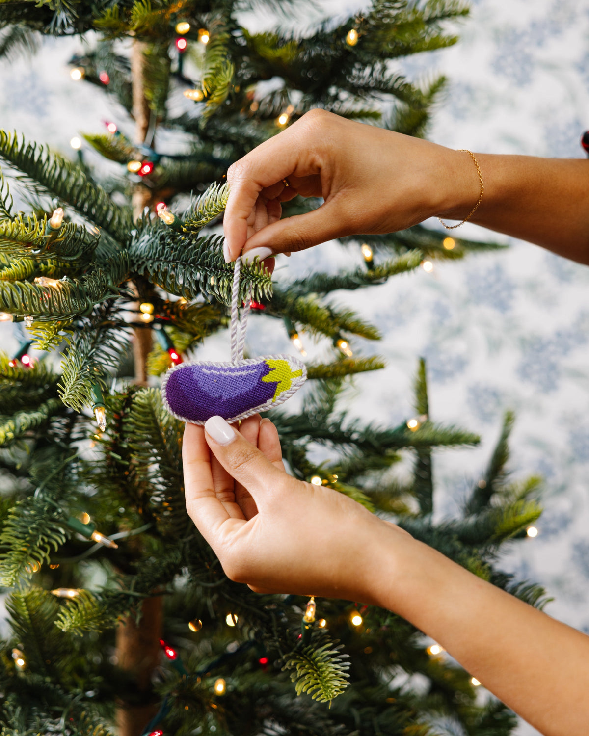 Seasonal Home Decor, Needlepoint Icon Ornament Eggplant for Mantels, Tables and Seasonal Decorating image 4